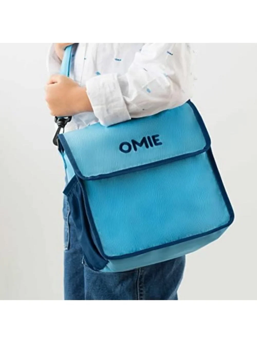 Insulated Lunch Bag with Bottle Holder - Stylish Blue Design for Kids & Adults